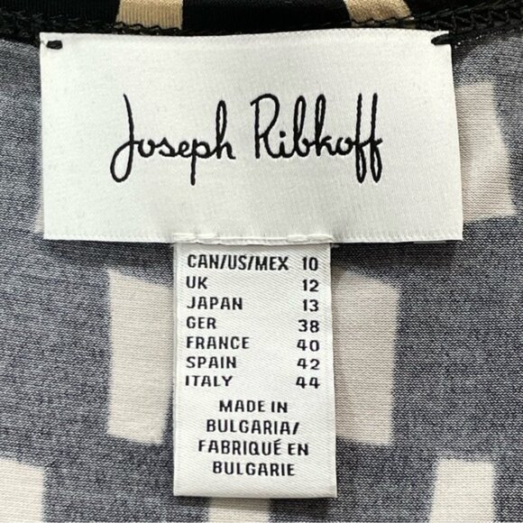 Joseph Ribkoff Wrap Front Jersey Midi Dress Black Beige Size 10 Style 222202 - Picture 15 of 16